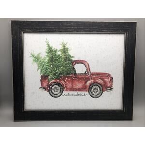 aaron brothers Christmas winter wonderland Holiday wall art Glass Wood frame